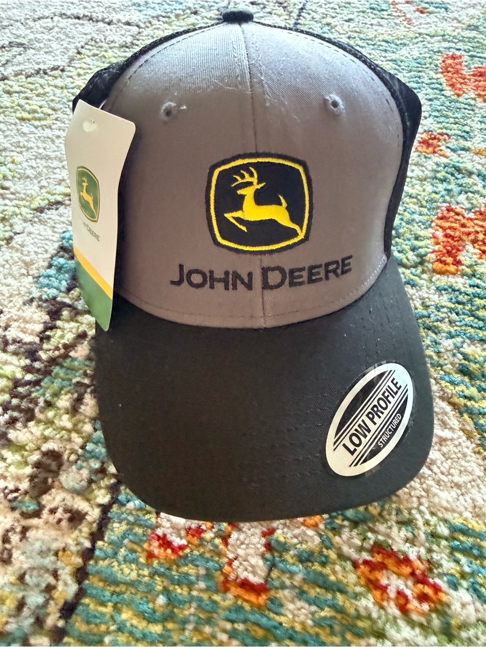 NWT John Deere Low Profile Structured Trucker Hat - Grey & Charcoal